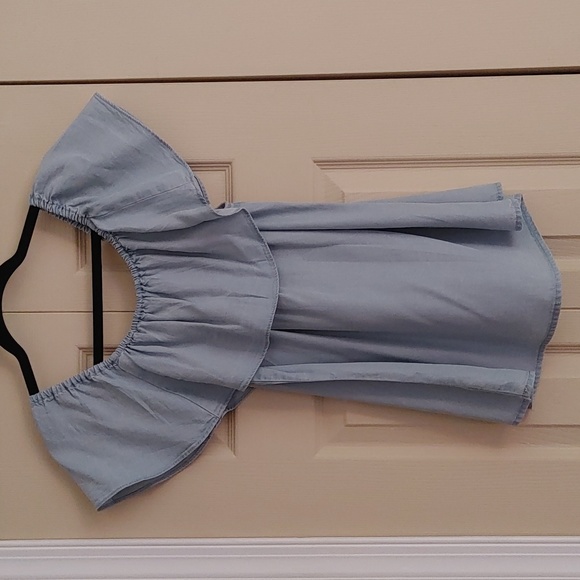 Sanctuary Chambray Off Shoulder Ruffle Top Blouse - Picture 10 of 13